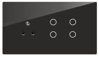 Teqooz 4-Switch + 1 Socket Smart Wi-Fi Touch Switch Panel (4M) (Black)