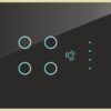 Teqooz? 4-Switch + 1 Fan Regulator Smart Wi-Fi + IR Remote Touch Switch Panel (4M) (Black)