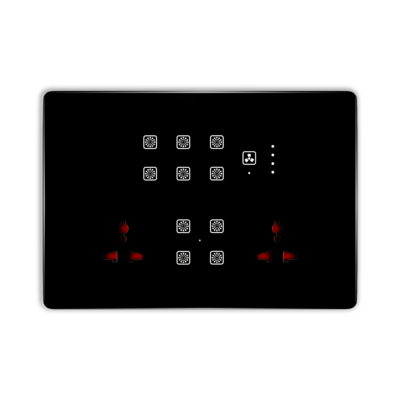 Teqooz 10-Switch + Fan Regulator + 2 Socket Smart Zigbee + Remote Touch Switch Panel (12M) (Black)