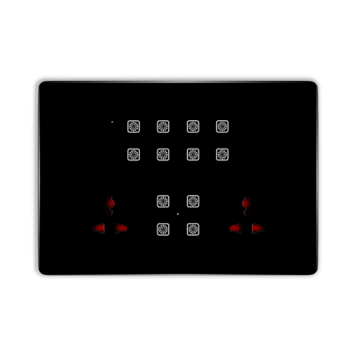 Teqooz 12-Switch + 2 Socket Smart Zigbee + Remote Touch Switch Panel (12M) (Black)