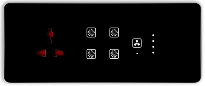 Teqooz 4-Switch + Fan Regulator + Socket Smart Zigbee + Remote Touch Switch Panel (6M) (Black)