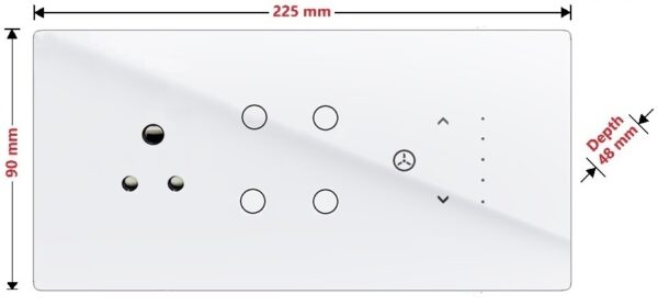 Teqooz 4-Switch + 1 Fan Regulator + 1 Socket Smart Wi-Fi Touch Switch Panel (6M) (White) - Image 6