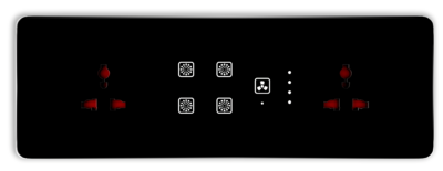 Teqooz 4-Switch + Fan Regulator + 2 Socket Smart Remote Touch Switch Panel (8M) (Black)
